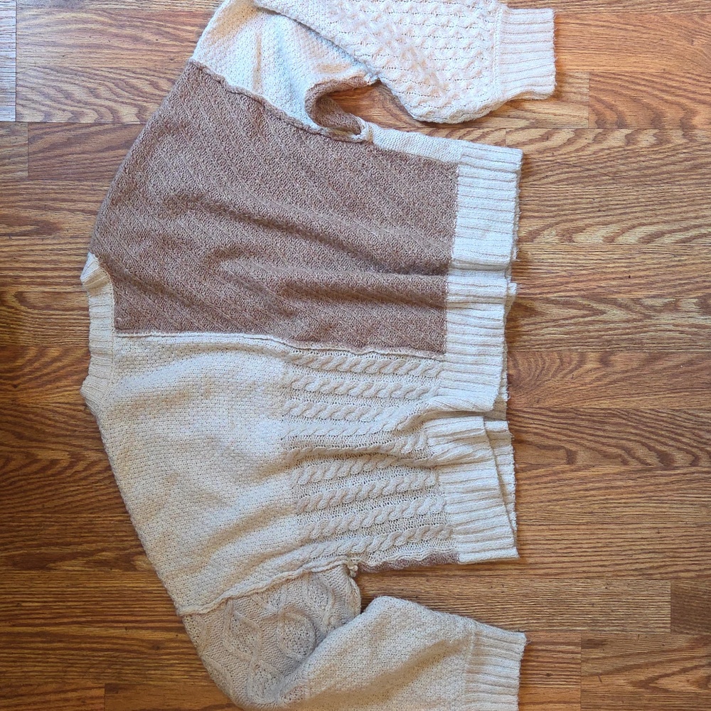 Patchwork Mixed Stitch Cropped Cardigan Sweater - Picture 5 of 5